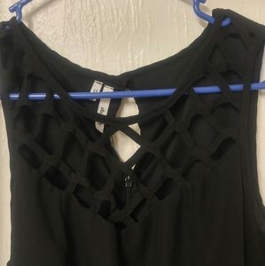 Studio Y Black Belted Dress With Cut Out Design